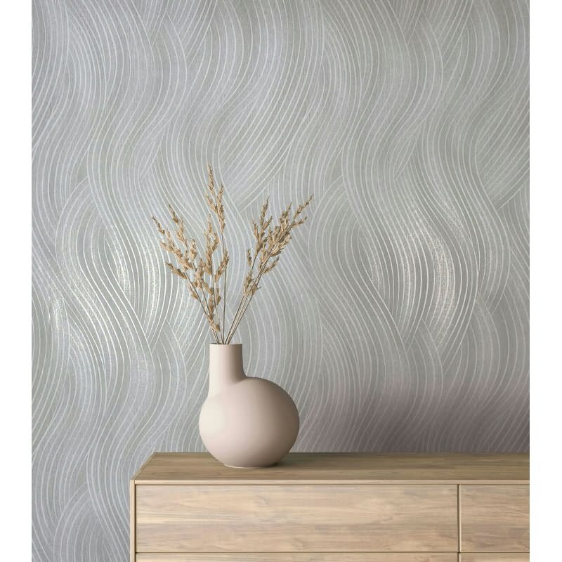 Vliestapete in grau Wellenoptik Struktur Grafisch Modern (KG-171576)