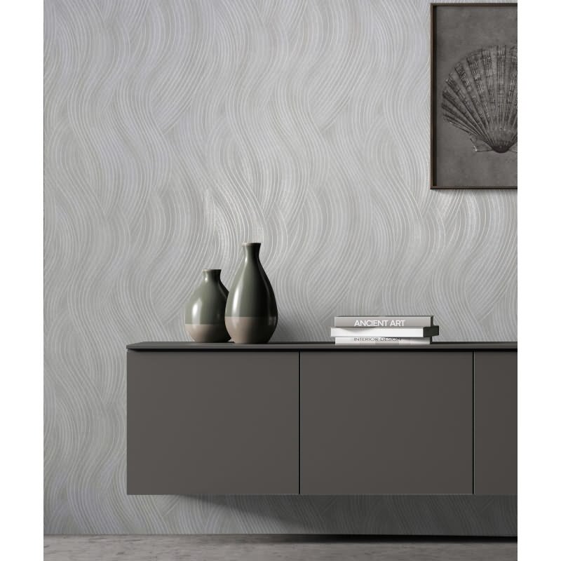 Vliestapete in grau Wellenoptik Struktur Grafisch Modern (KG-171576)