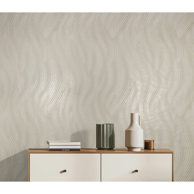 Vliestapete in beige, grau Wellenoptik Struktur Grafisch Modern (KG-171577)