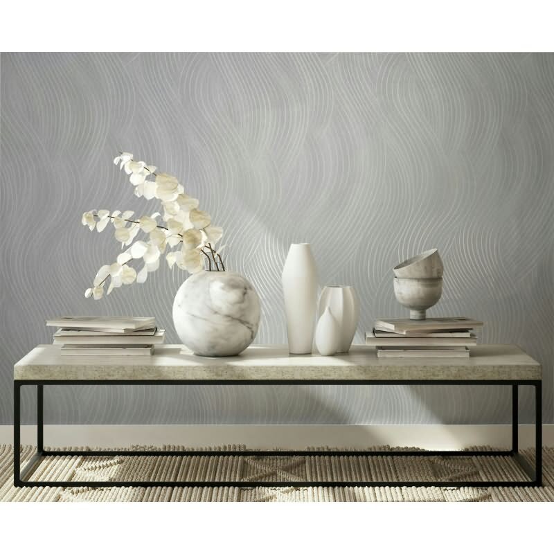 Vliestapete in weiß Wellenoptik Struktur Grafisch Modern (KG-171578)