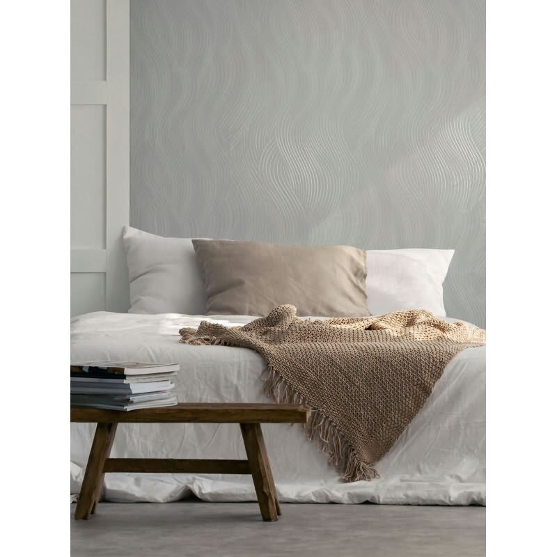 Vliestapete in weiß Wellenoptik Struktur Grafisch Modern (KG-171578)