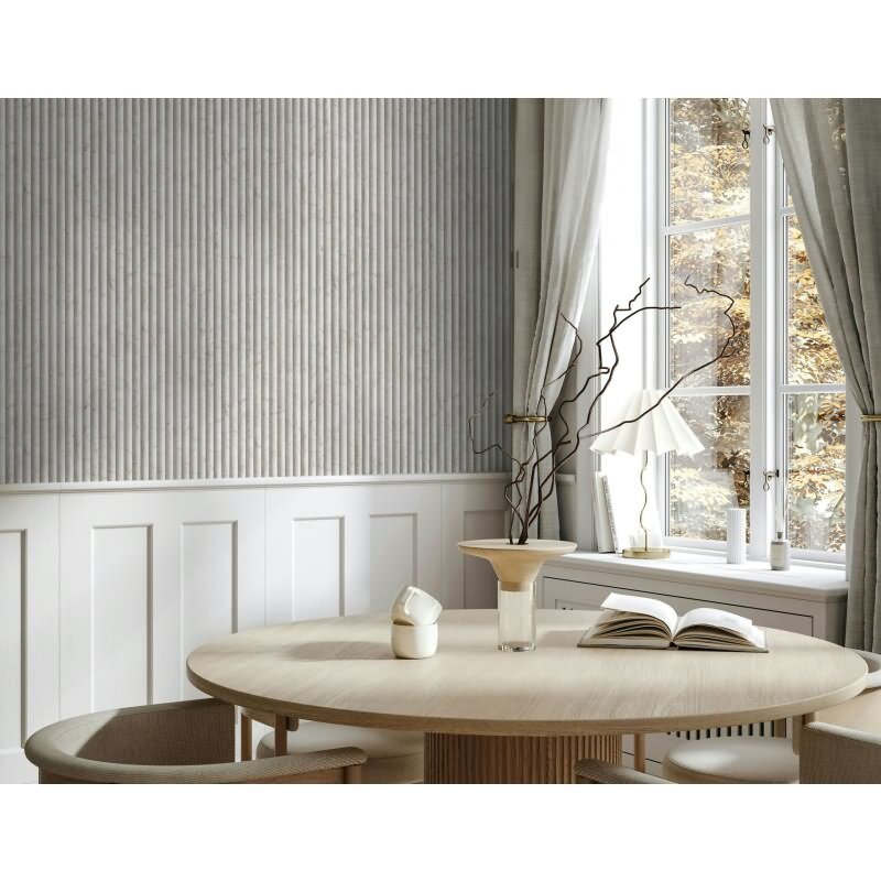 Vliestapete in beige, grau Marmoroptik Stein Paneel Streifen Klassisch (KG-171587)