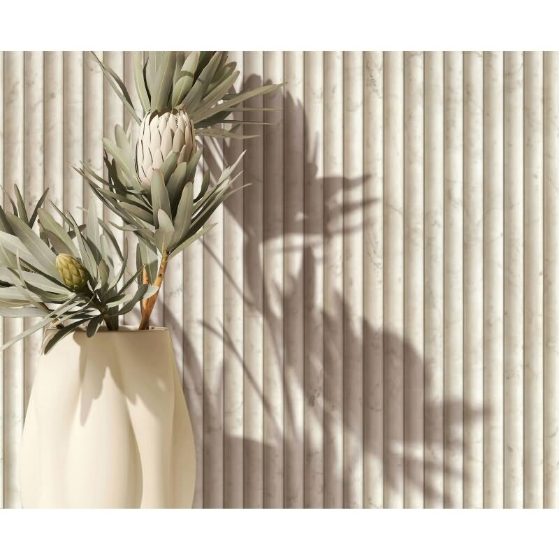 Vliestapete in beige Marmoroptik Stein Paneel Streifen Klassisch (KG-171589)