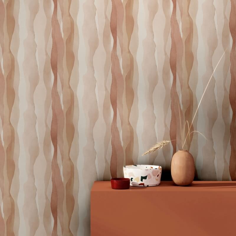 Vliestapete in Beige Abstrakte Streifenoptik Grafisch Modern für Wohnzimmer Schlafzimmer Küche (KG-171590)