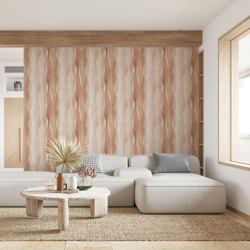 Vliestapete in Beige Abstrakte Streifenoptik Grafisch Modern für Wohnzimmer Schlafzimmer Küche (KG-171590)