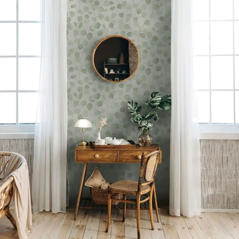 Vliestapete in Grün Blätter Blattoptik Floral Natur für Wohnzimmer Schlafzimmer Küche (KG-171600)