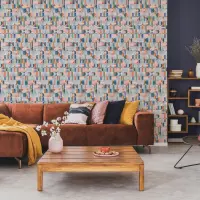 Vliestapete in Gr&uuml;n Blau Orange Moderne Formen...