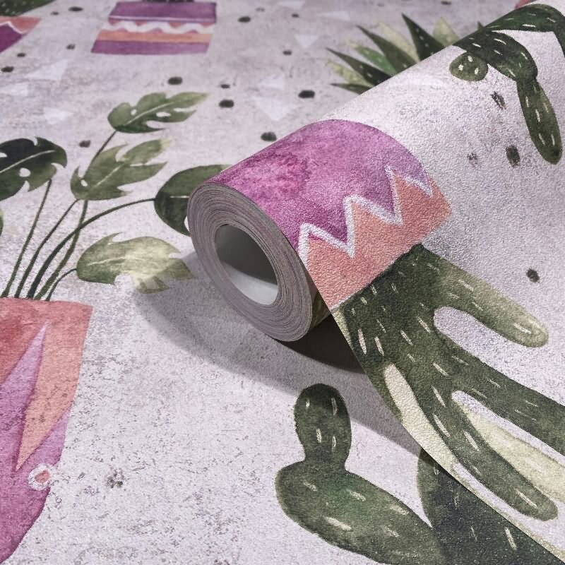 Vliestapete in Grau Grün Lila Blumen Pflanzen Floral Natur Modern für Wohnzimmer Schlafzimmer Küche (KG-171606)