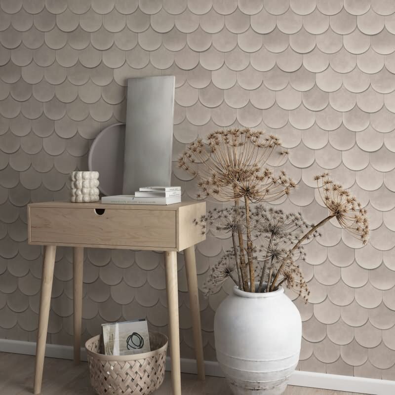 Vliestapete in Grau 3D-Optik Schuppenoptik vintage used look Geometrisch für Wohnzimmer Schlafzimmer Küche (KG-171607)