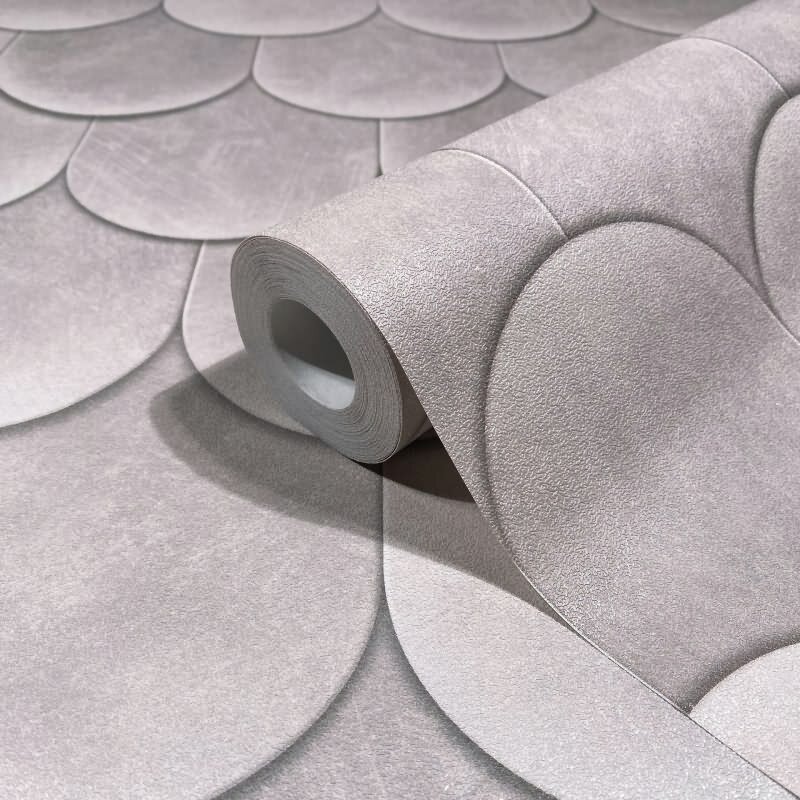 Vliestapete in Grau 3D-Optik Schuppenoptik vintage used look Geometrisch für Wohnzimmer Schlafzimmer Küche (KG-171607)