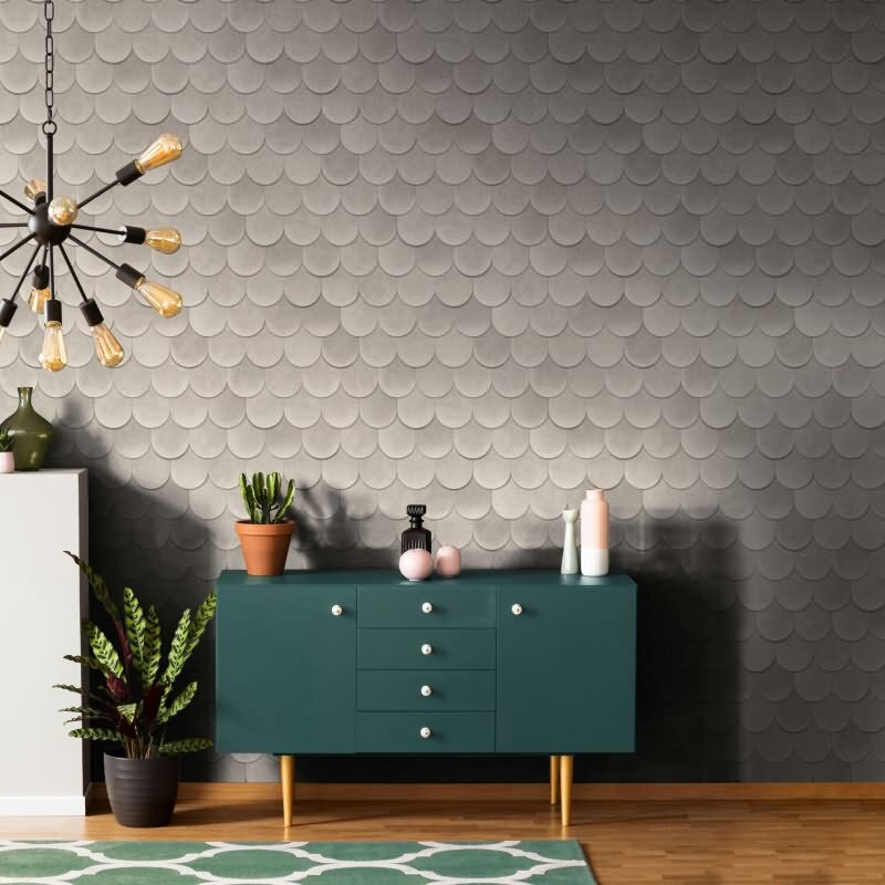 Vliestapete in Grau 3D-Optik Schuppenoptik vintage used look Geometrisch für Wohnzimmer Schlafzimmer Küche (KG-171607)