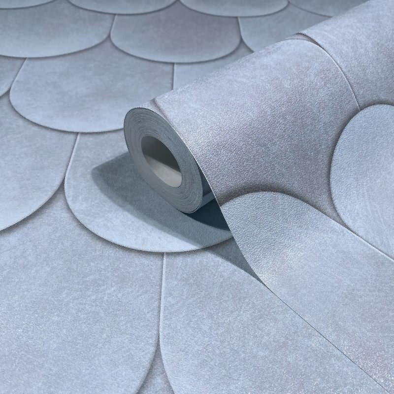 Vliestapete in Blau 3D-Optik Schuppenoptik vintage used look Geometrisch für Wohnzimmer Schlafzimmer Küche (KG-171609)