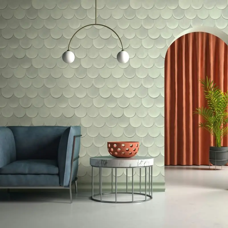 Vliestapete in Grün 3D-Optik Schuppenoptik vintage used look Geometrisch für Wohnzimmer Schlafzimmer Küche (KG-171610)