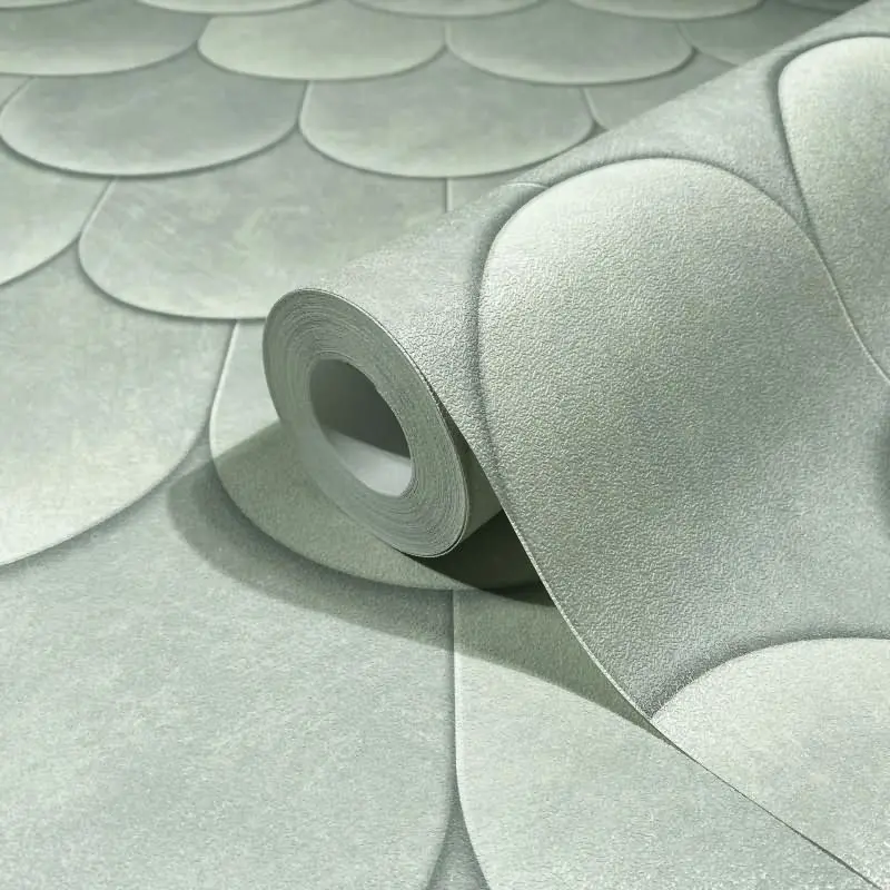 Vliestapete in Grün 3D-Optik Schuppenoptik vintage used look Geometrisch für Wohnzimmer Schlafzimmer Küche (KG-171610)