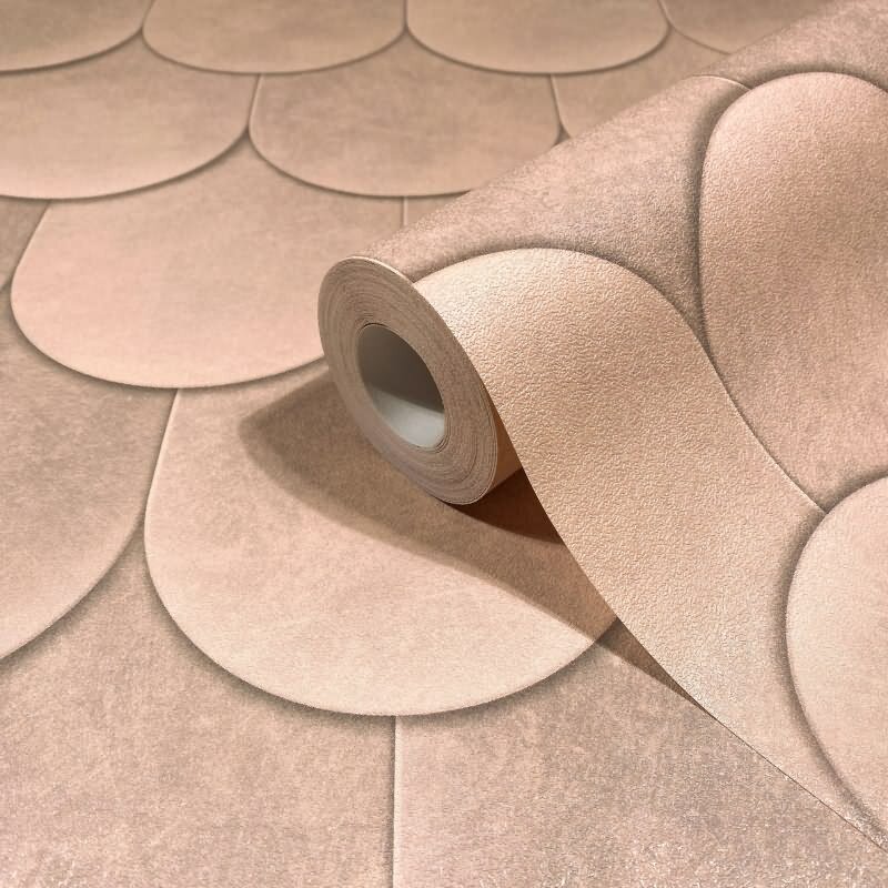 Vliestapete in Orange 3D-Optik Schuppenoptik vintage used look Geometrisch für Wohnzimmer Schlafzimmer Küche (KG-171611)