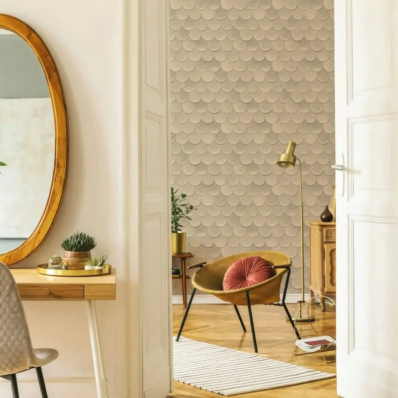 Vliestapete in Beige Braun 3D-Optik Schuppenoptik vintage used look Geometrisch für Wohnzimmer Schlafzimmer Küche (KG-171612)