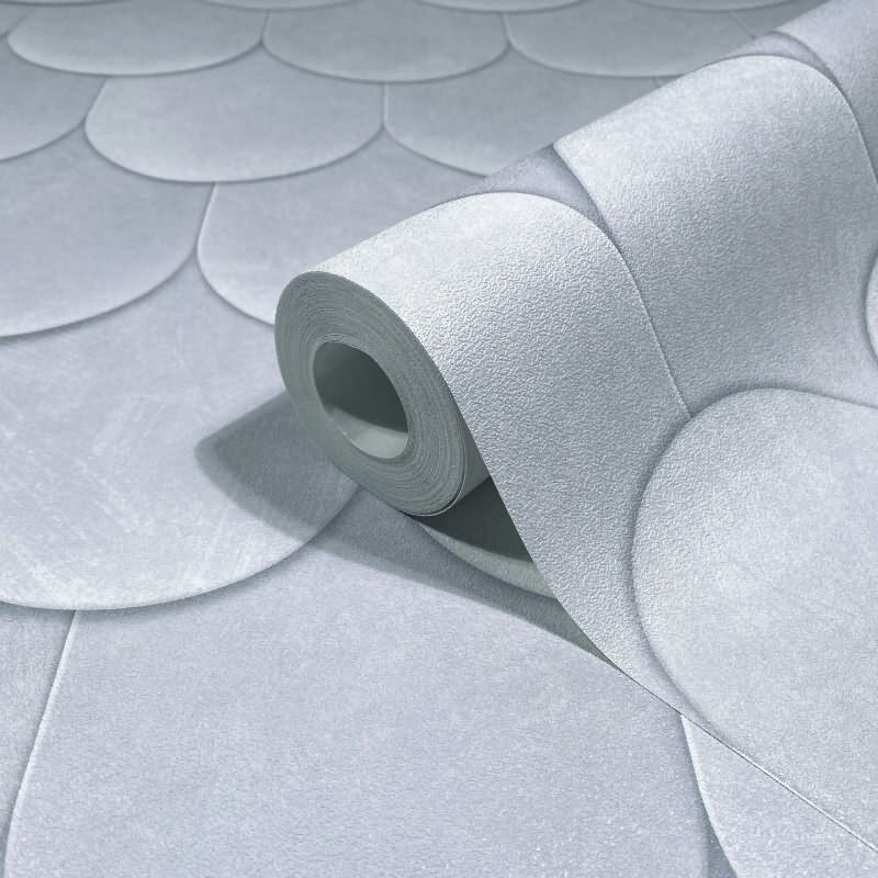 Vliestapete in Grau Blau 3D-Optik Schuppenoptik vintage used look Geometrisch für Wohnzimmer Schlafzimmer Küche (KG-171613)