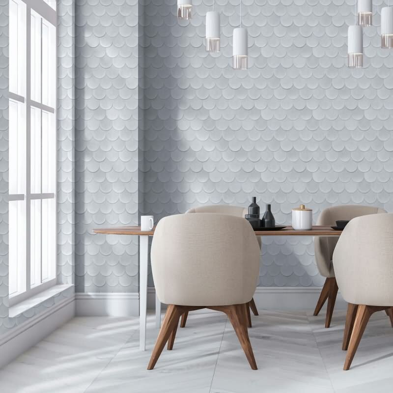 Vliestapete in Grau Blau 3D-Optik Schuppenoptik vintage used look Geometrisch für Wohnzimmer Schlafzimmer Küche (KG-171613)