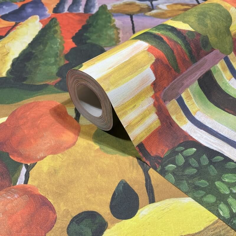 Vliestapete in Bunt Malerische Bäume Grafisch Modern für Wohnzimmer Schlafzimmer Küche (KG-171614)