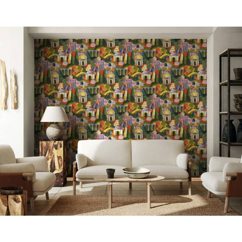 Vliestapete in Bunt Malerische Bäume Grafisch Modern für Wohnzimmer Schlafzimmer Küche (KG-171614)