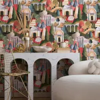 Vliestapete in Bunt Malerische B&auml;ume Grafisch Modern...