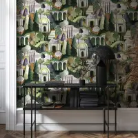 Vliestapete in Bunt Malerische B&auml;ume Grafisch Modern...