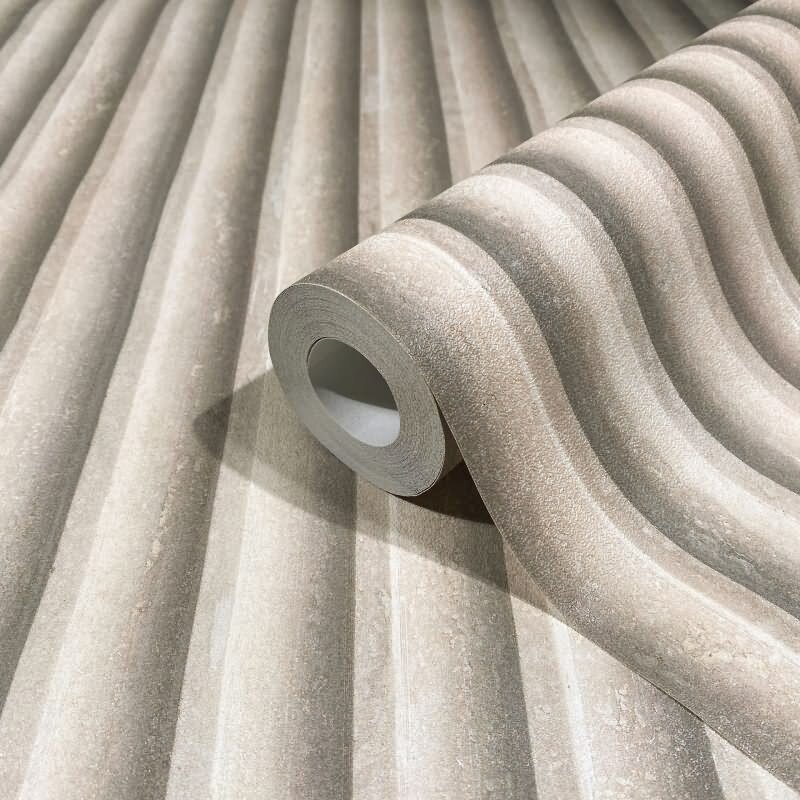 Vliestapete in Grau Beige 3D-Optik Akustikpaneel Optik Holz Streifen Klassisch für Wohnzimmer Schlafzimmer Küche (KG-171620)