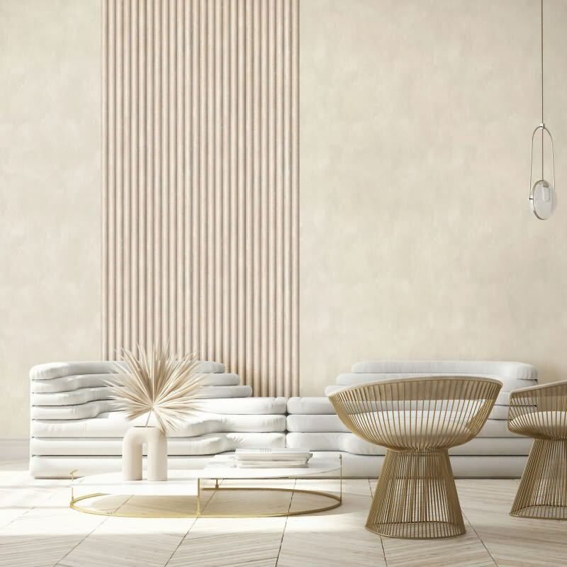 Vliestapete in Grau Beige 3D-Optik Akustikpaneel Optik Holz Streifen Klassisch für Wohnzimmer Schlafzimmer Küche (KG-171620)