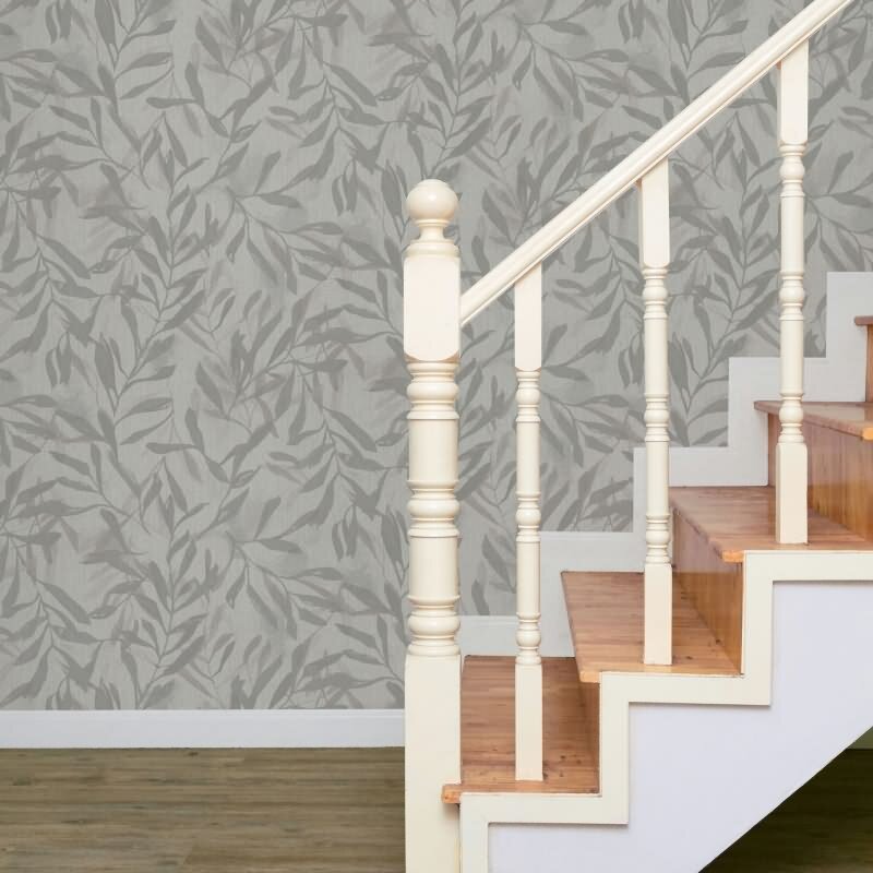 Vliestapete in Beige Grau Blätter Blattoptik Vintage Floral Natur für Wohnzimmer Schlafzimmer Küche (KG-171624)