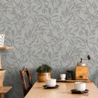 Vliestapete in Beige Grau Blätter Blattoptik Vintage...