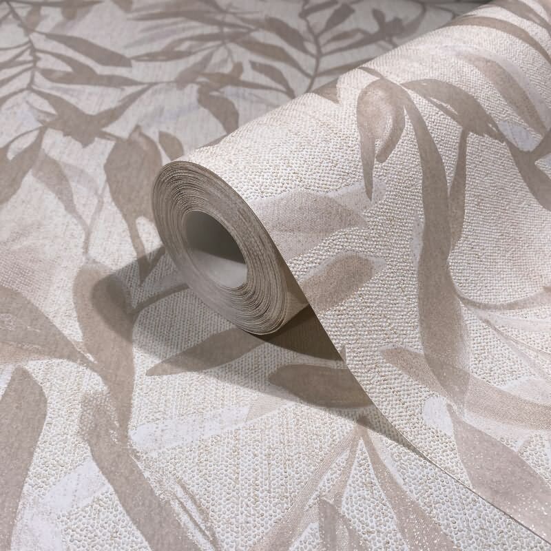 Vliestapete in Beige Blätter Blattoptik Vintage Floral Natur für Wohnzimmer Schlafzimmer Küche (KG-171625)