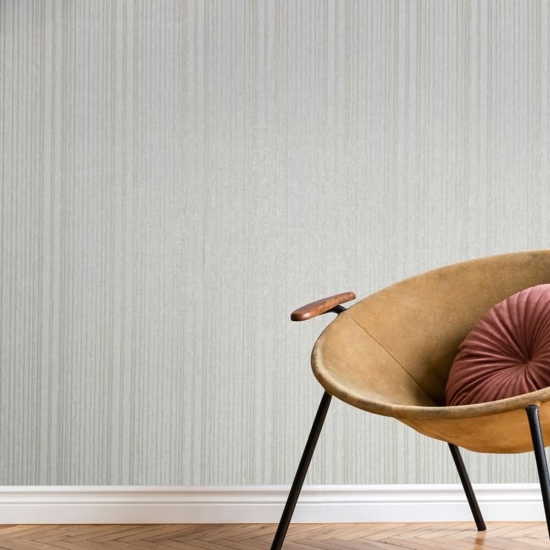 Vliestapete in Weiß Beige Streifen und Linien Tapete Streifen Klassisch für Wohnzimmer Schlafzimmer Küche (KG-171627)