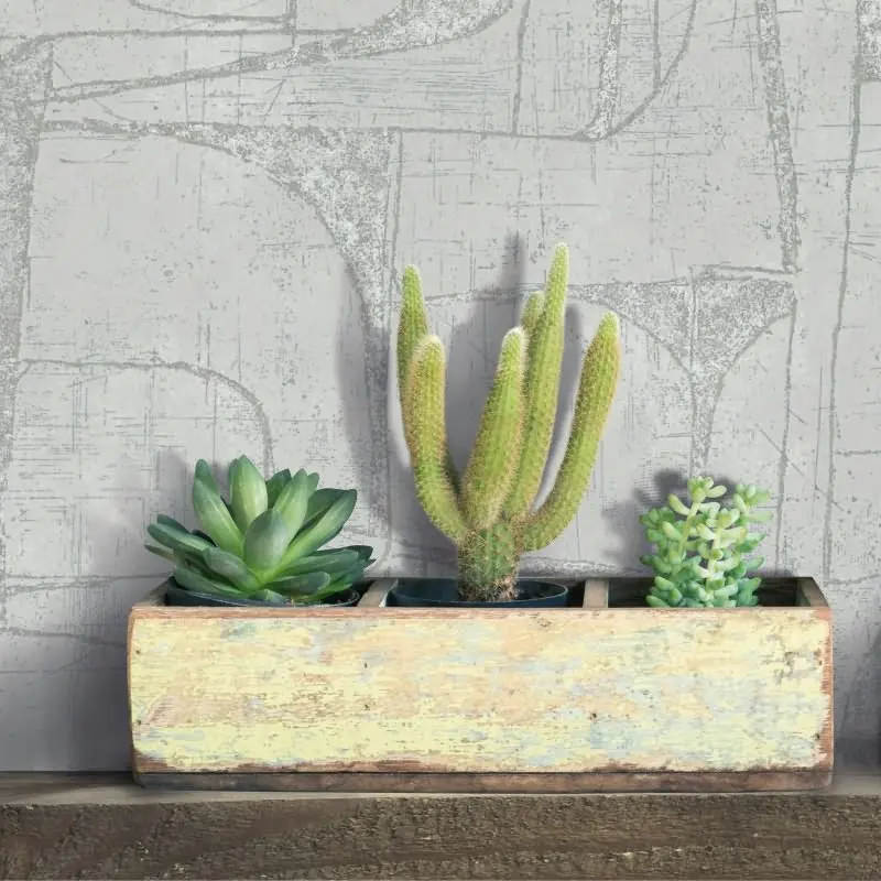 Vliestapete in Grau Glänzend Geometrische Formen Grafisch Modern für Wohnzimmer Schlafzimmer Küche (KG-171636)