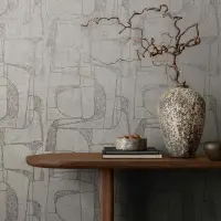 Vliestapete in Beige Glänzend Geometrische Formen...