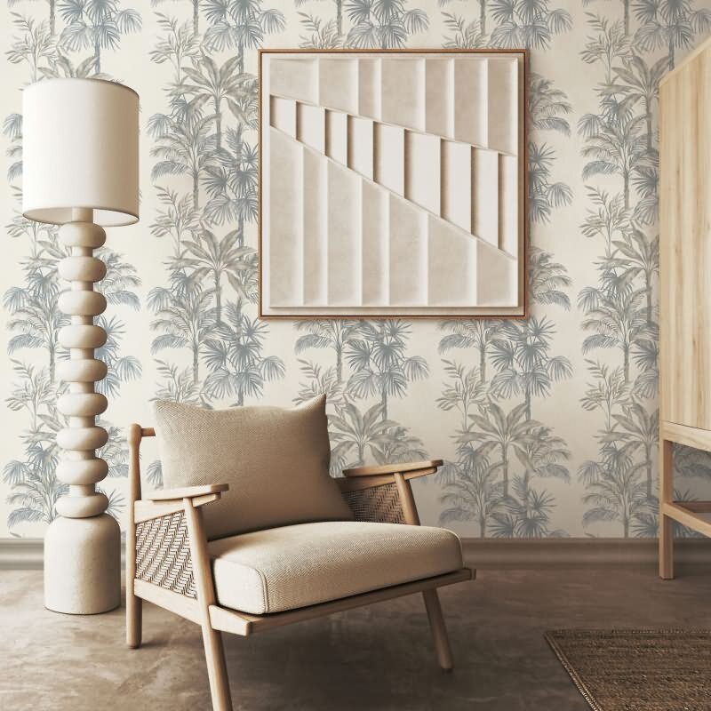 Vliestapete in Beige Bäume Blätter Dschungel Floral Natur für Wohnzimmer Schlafzimmer Küche (KG-171639)