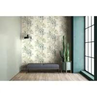 Vliestapete in Beige Grün Bäume Blätter...