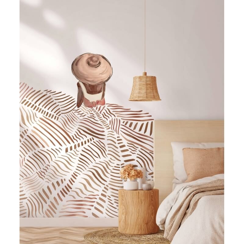 Fototapete in Weiß Braun Kunst Malerisch Grafisch Romantisch für Wohnzimmer Schlafzimmer Küche (KG-171647)