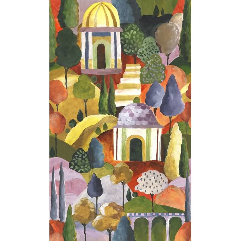 Fototapete in Bunt 3D-Optik Akustikpaneel Optik Holz Grafisch Modern für Wohnzimmer Schlafzimmer Küche (KG-171648)