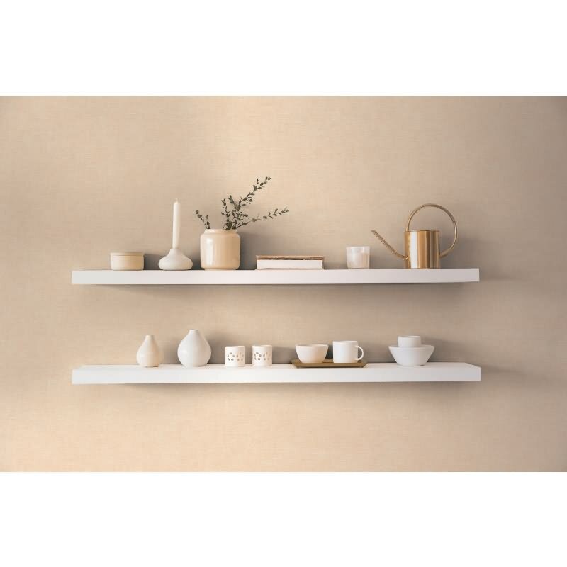 Leinenoptik Vliestapete Sand Beige warm Strukturtapete Stoffoptik (KG-171754)