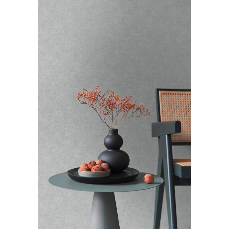 Uni-Tapete Leinenoptik Grau Einfarbige skandinavische Vliestapete (KG-171757)