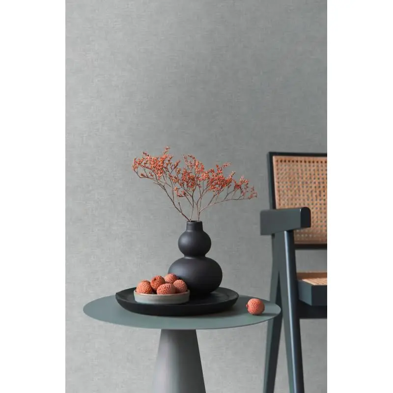 Uni-Tapete Leinenoptik Grau Einfarbige skandinavische Vliestapete (KG-171757)