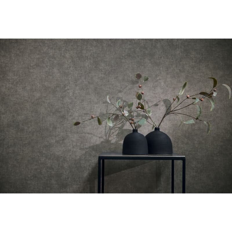 Uni-Tapete Stoffoptik Anthrazit Dunkle hochwertige moderne Vliestapete (KG-171758)