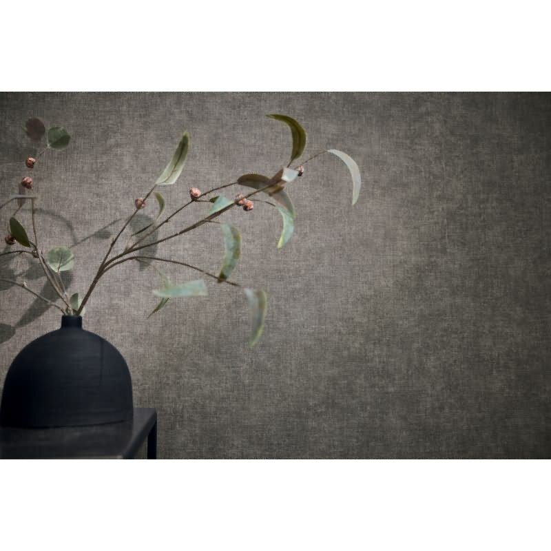 Uni-Tapete Stoffoptik Anthrazit Dunkle hochwertige moderne Vliestapete (KG-171758)