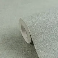 Vliestapete Stoffoptik Salbeigr&uuml;n strukturierte...