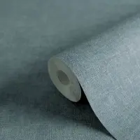 Struktur Vliestapete Unitapete Leinenoptik Blau einfarbig...