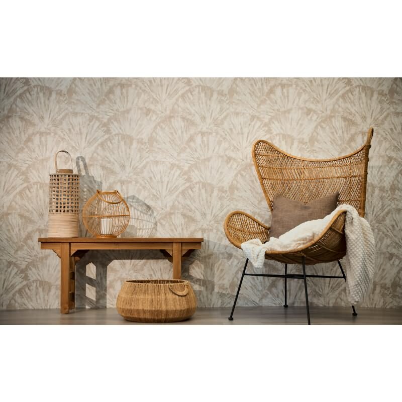 Struktur-Tapete in 3D Fächeroptik Creme Beige Vliestapete (KG-171767)