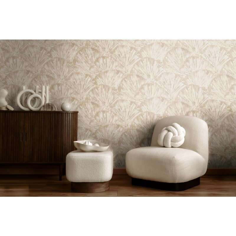 Struktur-Tapete in 3D Fächeroptik Creme Beige Vliestapete (KG-171767)