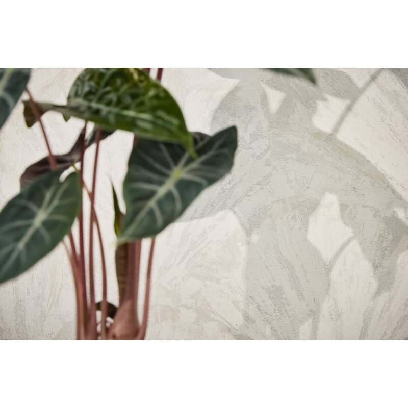 Struktur-Tapete mit 3D Fächermuster Weiß Hellgrau Vliestapete (KG-171768)