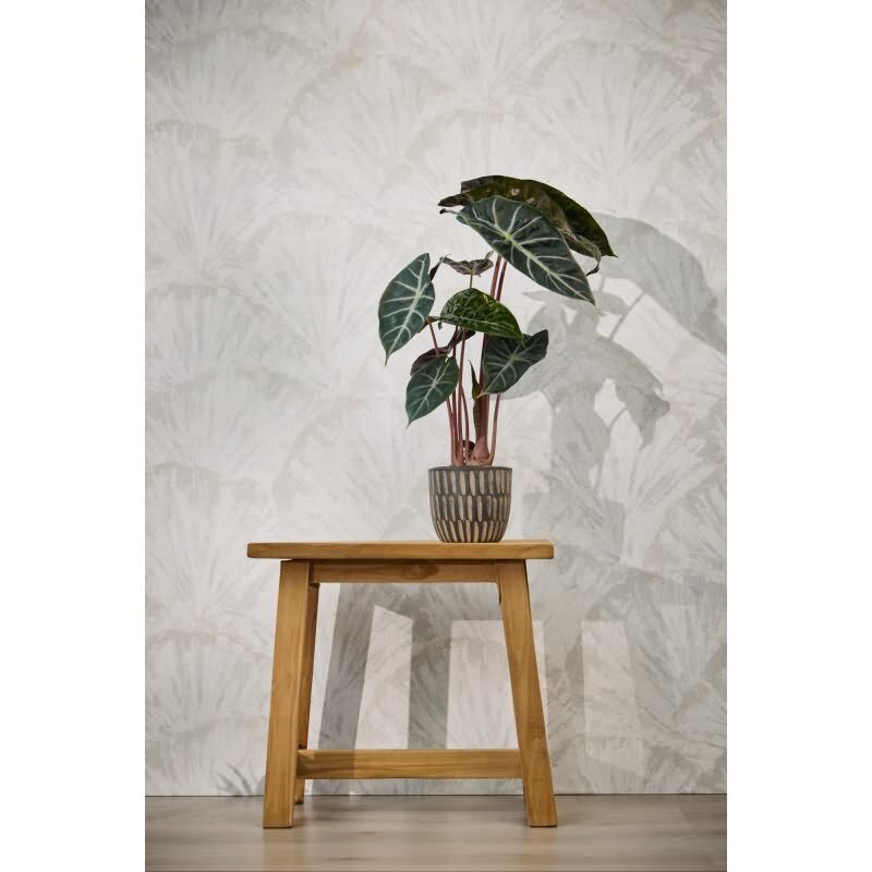 Struktur-Tapete mit 3D Fächermuster Weiß Hellgrau Vliestapete (KG-171768)