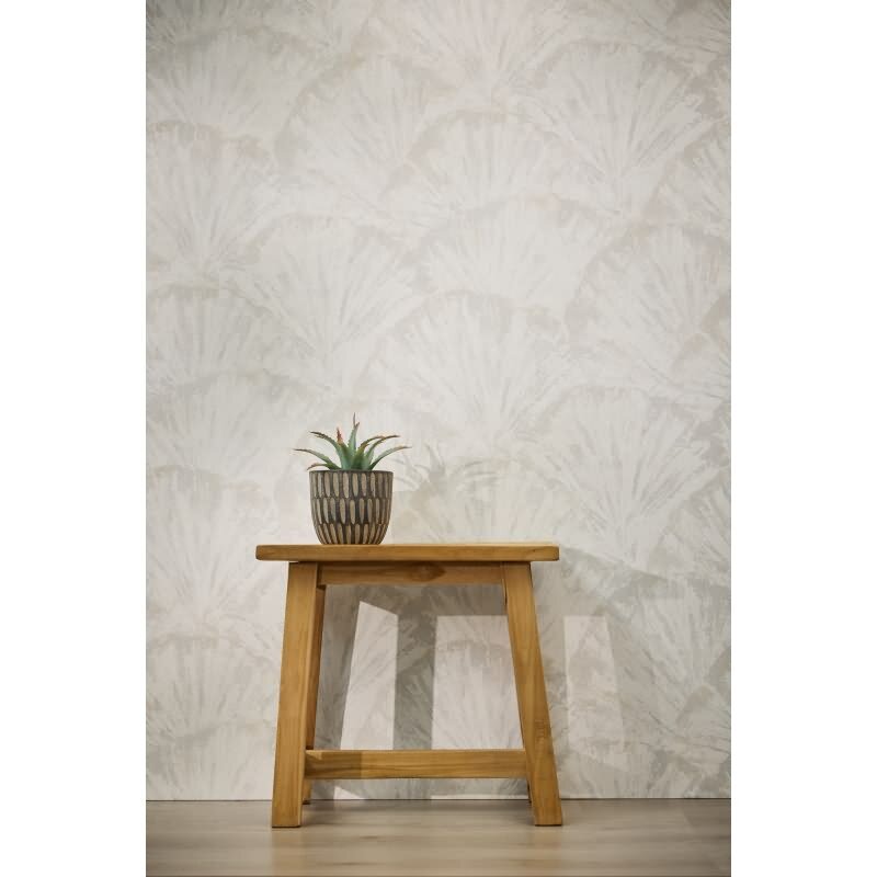 Struktur-Tapete mit 3D Fächermuster Weiß Hellgrau Vliestapete (KG-171768)